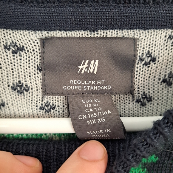 H&M Black Multicolor Christmas Jaquard Knit Snowman Festive Sweater Size XL - Picture 4 of 6